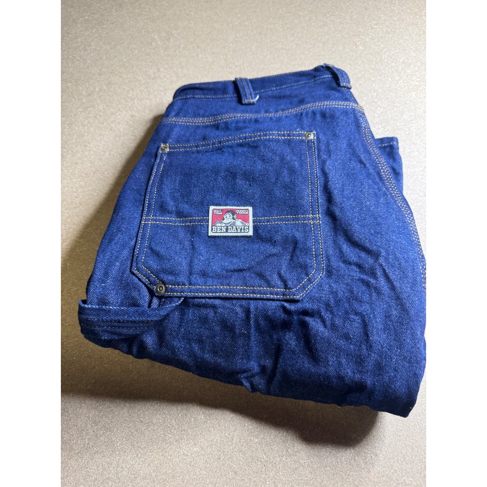 Ben Davis Carpenter Pants Mens 33 Indigo Blue Denim Wide Leg Workwear Style 776